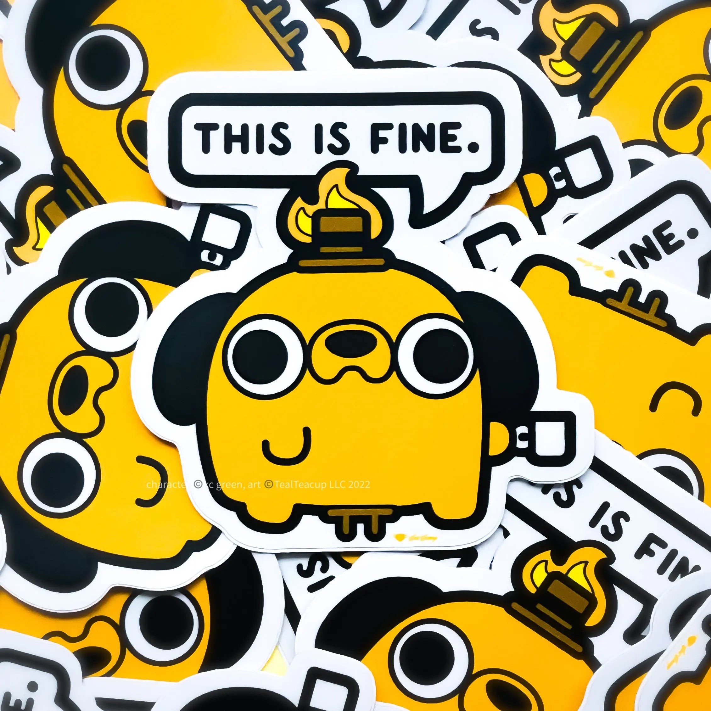 This Is Fine Meme Sticker - Dog On Fire Sticker - This Is Fine Meme Decal -  This Is Fine Meme - This Is Fine - Hard Hat Sticker - Lineman Sticker