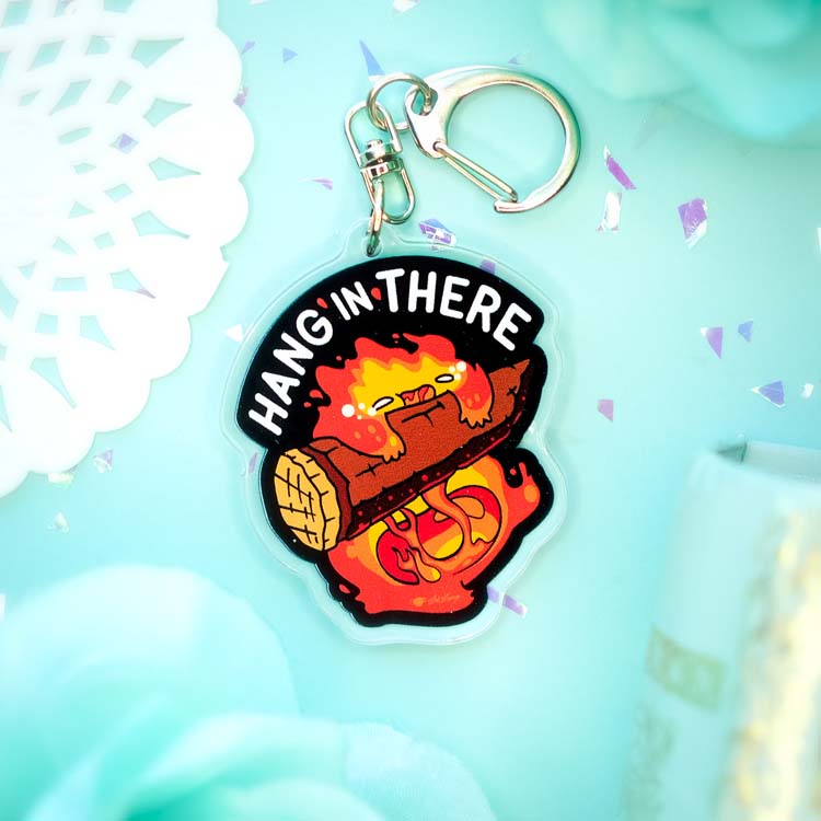 Calcifer Hang In There Charm Keychain