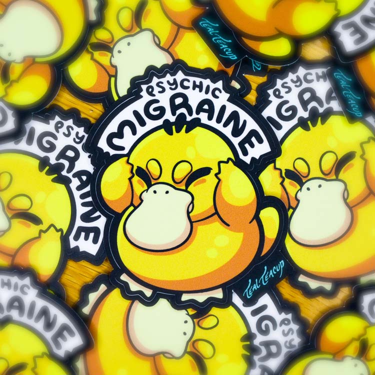 Psyduck Psychic Migraine Sticker Sticker