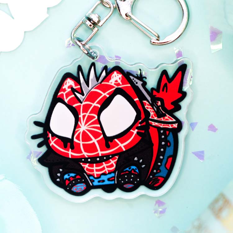 ChonkCat Spider Punk Charm Keychain